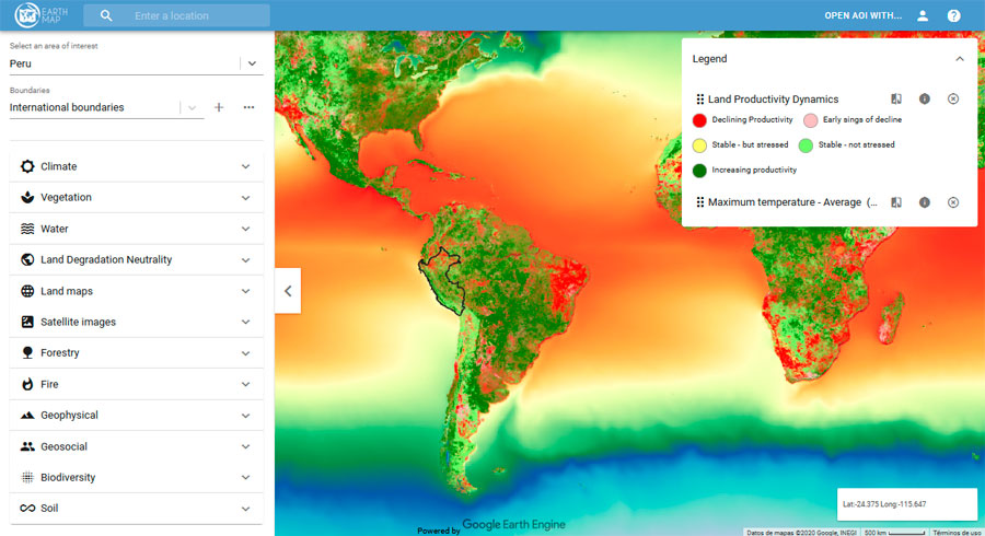 Variables ambientales de Google Earth Engine