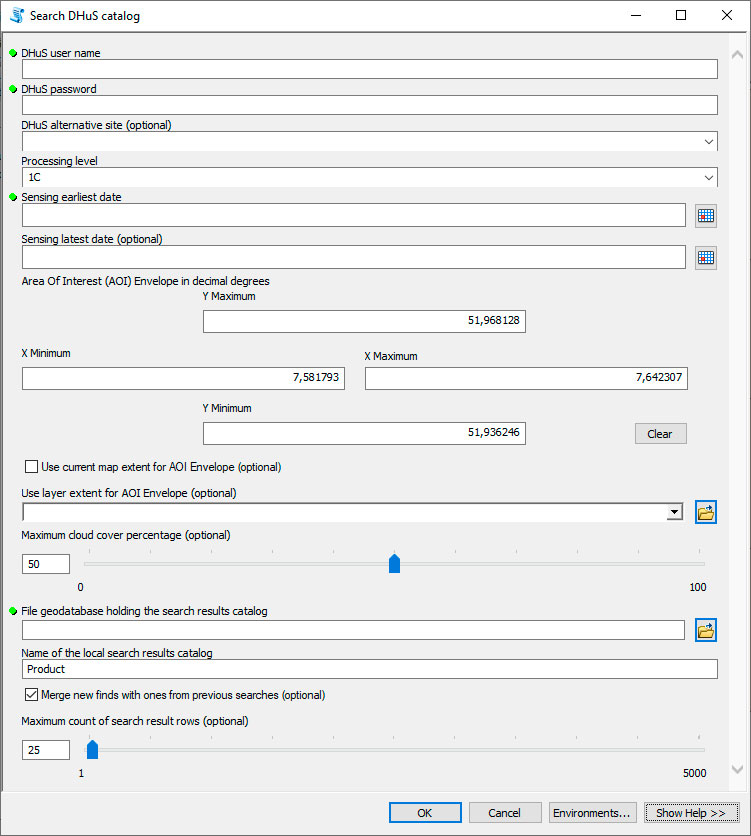 Sentinel 2 download images for ArcGIS