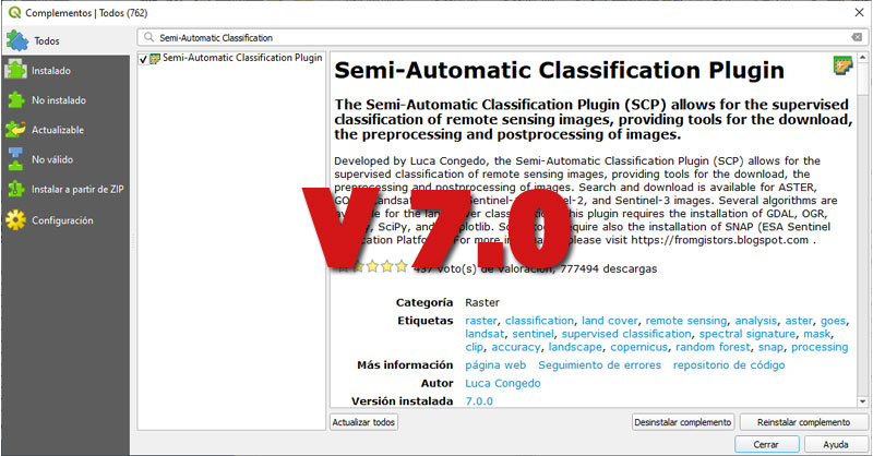 Plugin SCP actualizado con imágenes GOES, Sentinel 1 y Random Forest