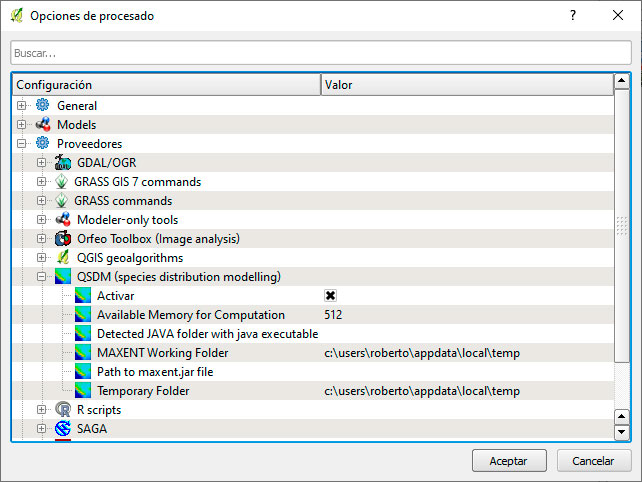 Maxent para QGIS con QSDM