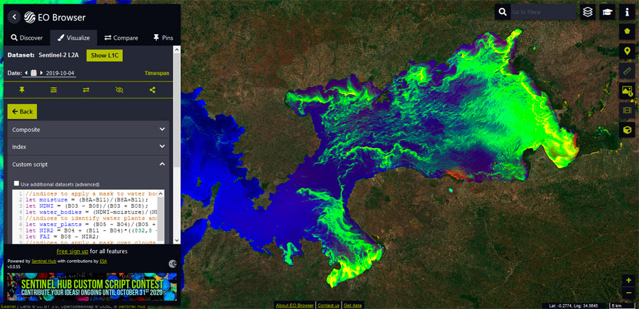 Custom script for Sentinel and Landsat images