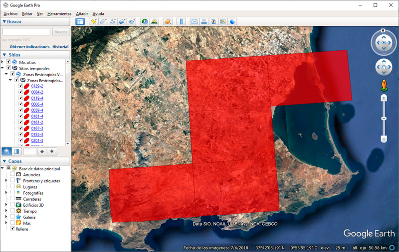 KMZ y KML Zonas Restringidas al Vuelo Fotogramétrico de drones