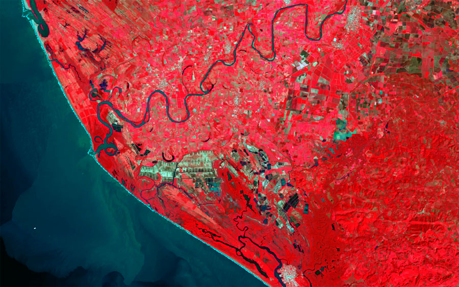 Imagen Landsat a falso color