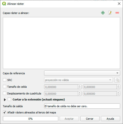 Alineación de píxel para Maxent en QGIS