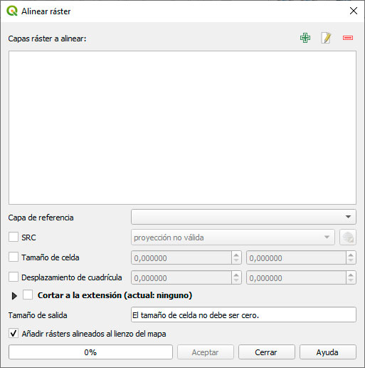 Alineación de píxel para Maxent en QGIS