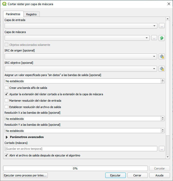 Recorte ráster para Maxent en QGIS