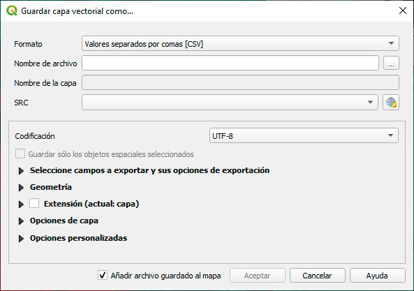 Guardar coordenadas en CSV para Maxent