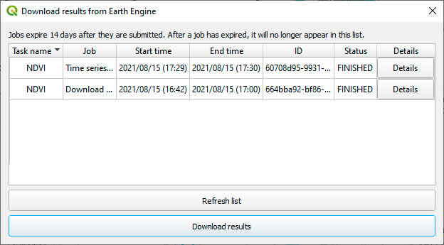 Descarga de datos en Earth Engine con Trends Earth