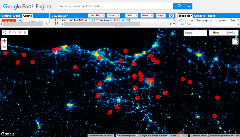 Añadir citas de especies por coordenada a Google Earth Engine