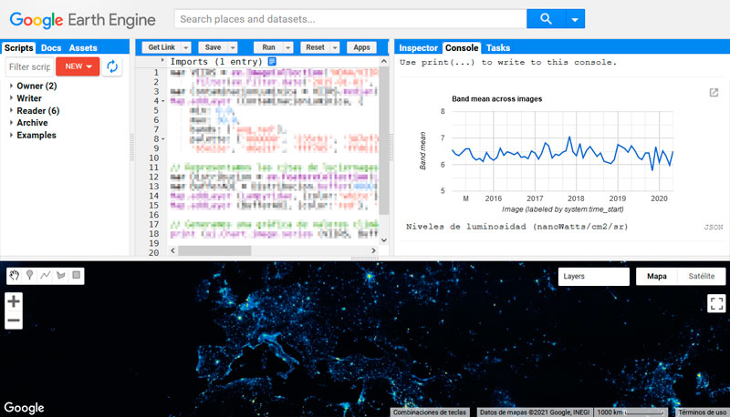 Graficas de series de datos en Google Earth Engine