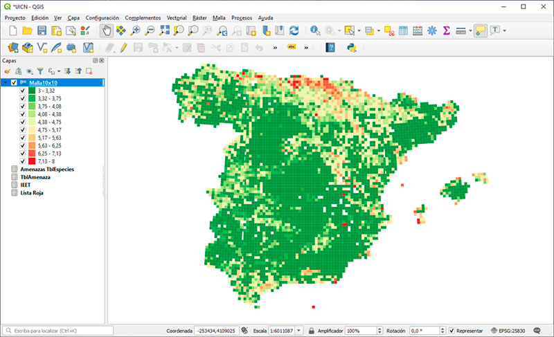 Mapas de riqueza de biodiversidad de especies y hábitats