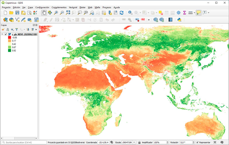 Indice de Vegetación NDVI mundial