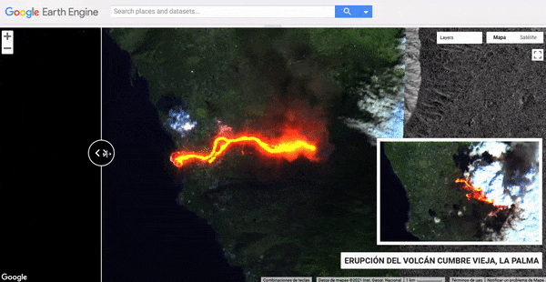 Visor cartográfico de imágenes satélite de la erupción del volcán de La Palma