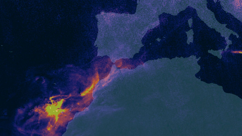 Niveles de SO2 emitidos por el volcán Cumbre Vieja en La Palma