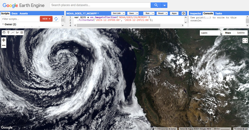 Descarga de imágenes GOES con Google Earth Engine