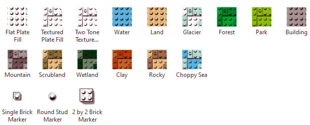 Galería de simbologías efecto lego blocks