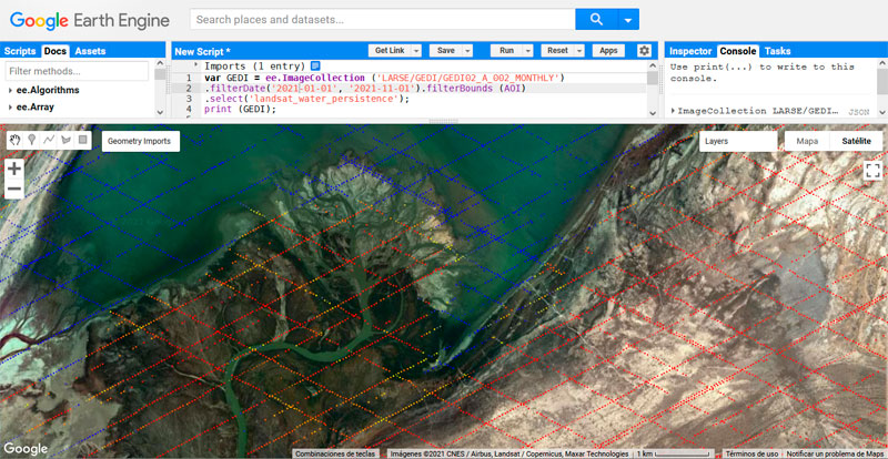 Datos LiDAR en Google Earth Engine para la identificación de masas de agua