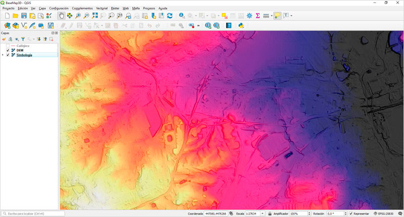 Mapa de sombreado y altitud