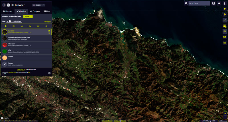 Descargar imagen satelital Landsat 2022
