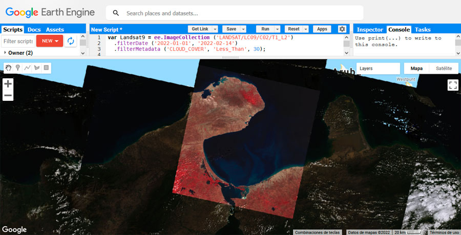 Descargar imágenes satelitales Landsat 9 en Google Earth Engine