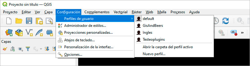 Perfiles en QGIS para gestionar herramientas de manera correcta