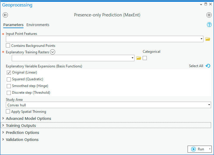 Presence-only Prediction Maxent para ArcGIS Pro