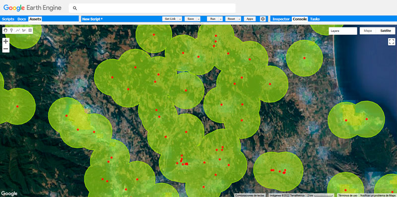 Realizar buffer en Google Earth Engine