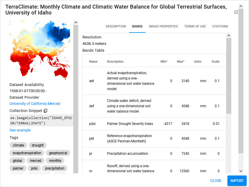 Colecciones de medio ambiente en Google Earth Engine