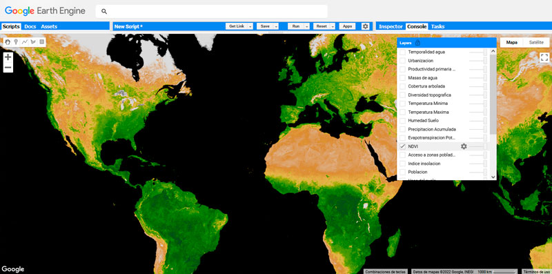 Variables naturales en Google Earth Engine para modelizar distribuciones
