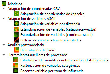 Herramientas species distribution model para QGIS con Maxent